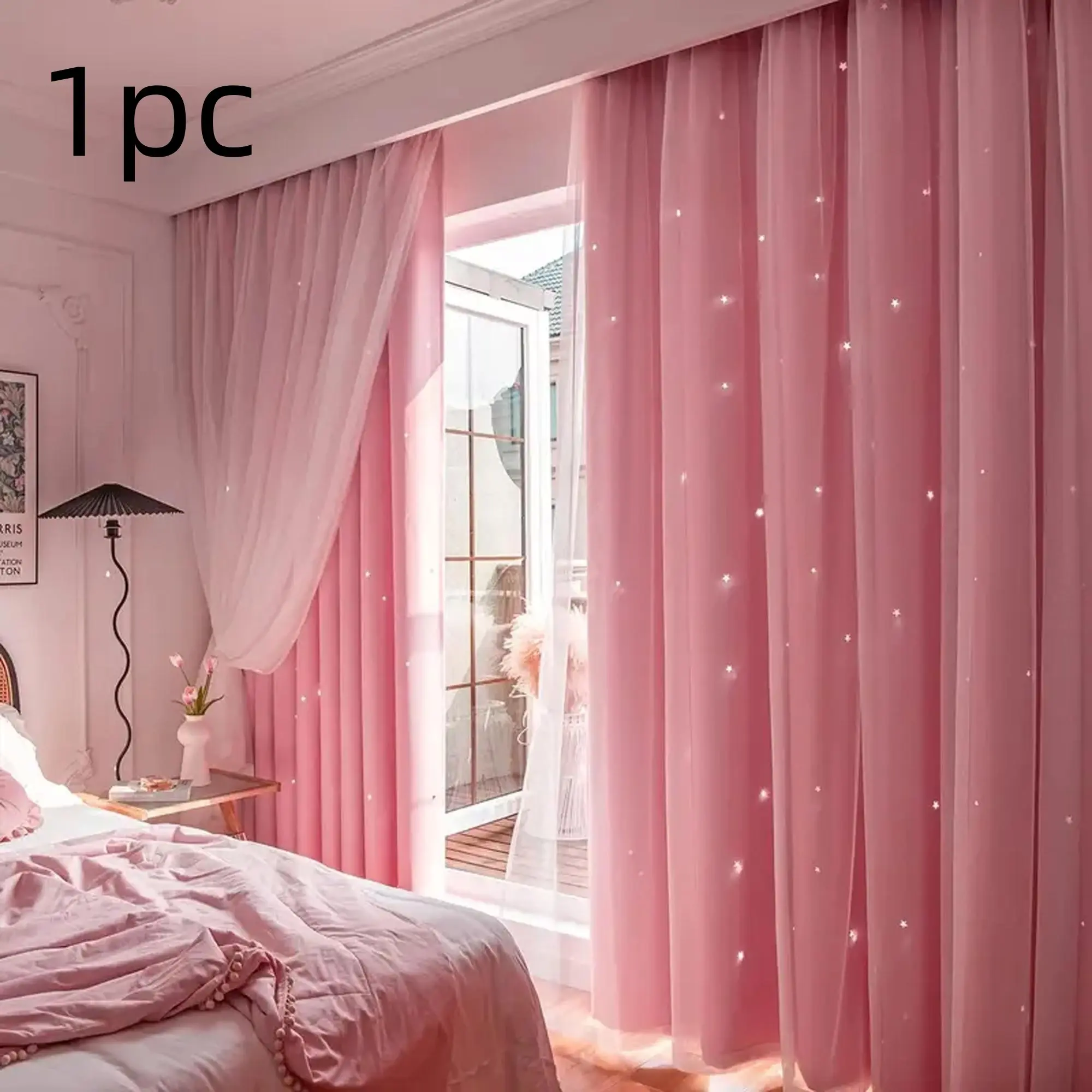 Dreamy Princess Style Blackout Curtains, Elegant Polyester Lace Drapes, Dustproof Windproof Heat Insulation, Perfect for Bedroom Decor, Interior Decoration Accessories, Home Decoration Curtain, Window Curtain, Home Decorative Curtain