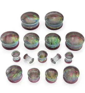 Daybreak Dichroic Glass Double Flare Plugs