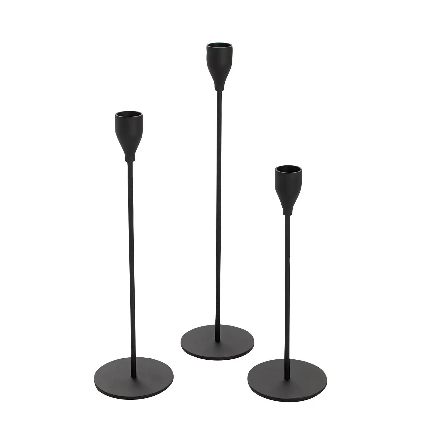 Black Metal Candelabra Set - 3 Pc. Home Decor Table Accessory, Interior Decoration Metal Candle Holder, Interior Decoration Accessories