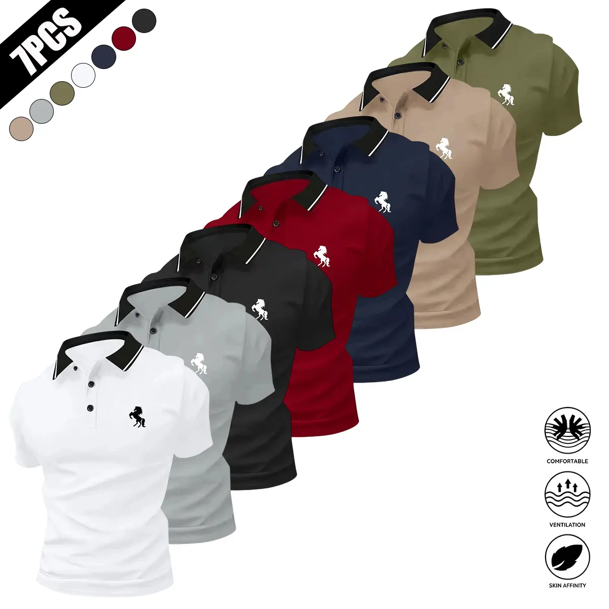 White + Gray + Black + Red + Blue + Khaki + Green