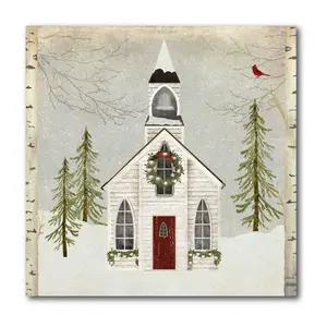 Courtside Market Snow Church 24x24 Canvas
