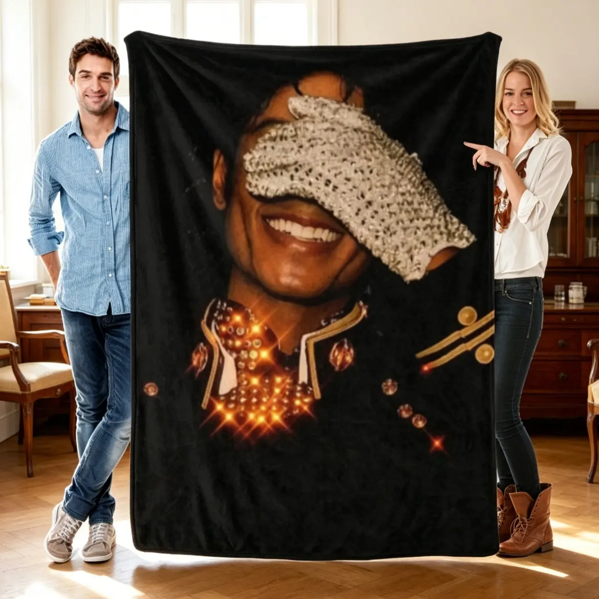 Michael Jackson Superstar Flannel Blanket, Soft Cozy Throw Blanket, Music Legend Fan Blanket for Sofa Bed, Aesthetic Gift