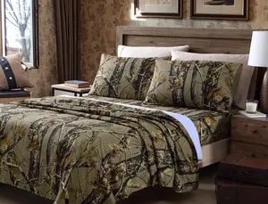 Salem Cabin Lodge Forest Woods Camouflage Bed Sheet Set Salem Cabin Lodge Forest Woods Camouflage Bed Sheet Set