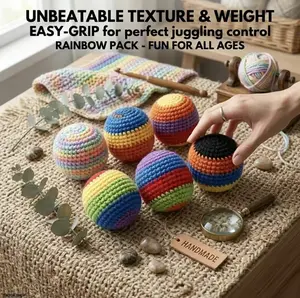2026 Upgraded Hand-Made Knitted Hacky Sack, Assorted Multicolored Geometric Pattern Footbags, Ready-to-Use Juggling Balls for Adult Beginners