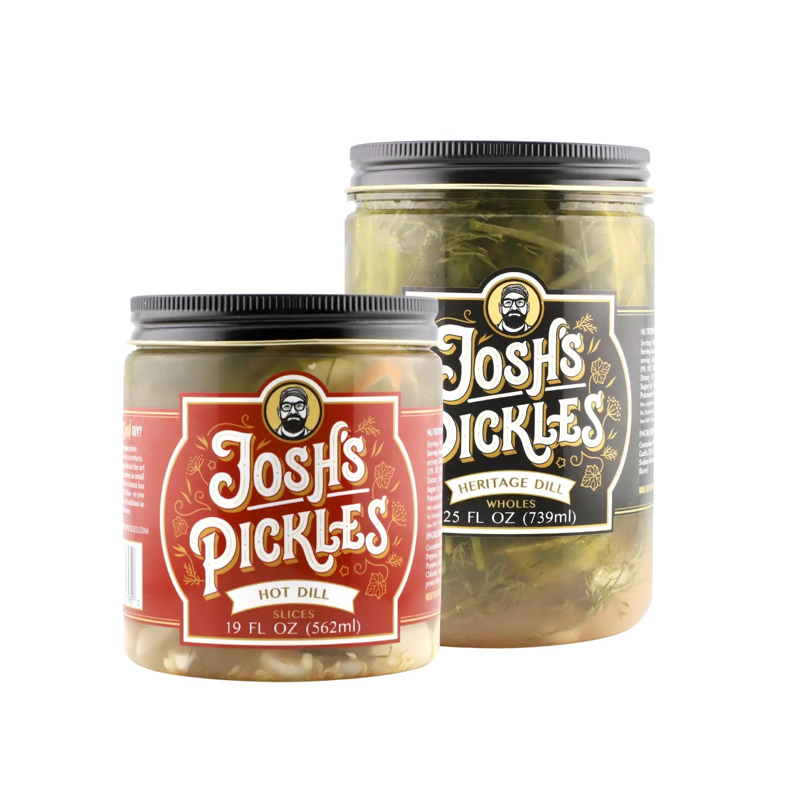 2 Pack - Variety "Starter Pack" - Heritage Dill Whole 25 fl oz, Hot Dill Slices 19 fl oz (our best sellers)