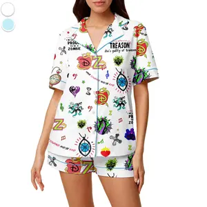 Descendants Zombies Satin Pajama Set, Worlds Collide Tour Silky Sleepwear, Cozy Festival Lounge Outfit, Cute Movie Gift