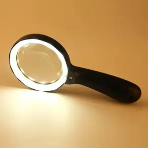 Lighted Magnifying Glass, 10X Handheld Large Reading Magnifying Glass with 12 LED Illuminated Light, Desk Organizer for Seniors, Repair, Coins