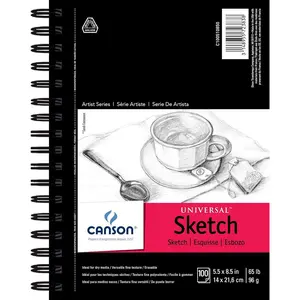 100510850 Pro-Art Artist Series Universal Sketch Pad, 5.5" x 8.5" Side Wire