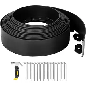 33FT Landscape Edging Flexible 4 inch Tall Garden Border with 30 count Galvanized Steel Anchoring Spikes and Hammer Lawn Edging Kit for Flower Bed, Pathway, Landscaping Project, Black