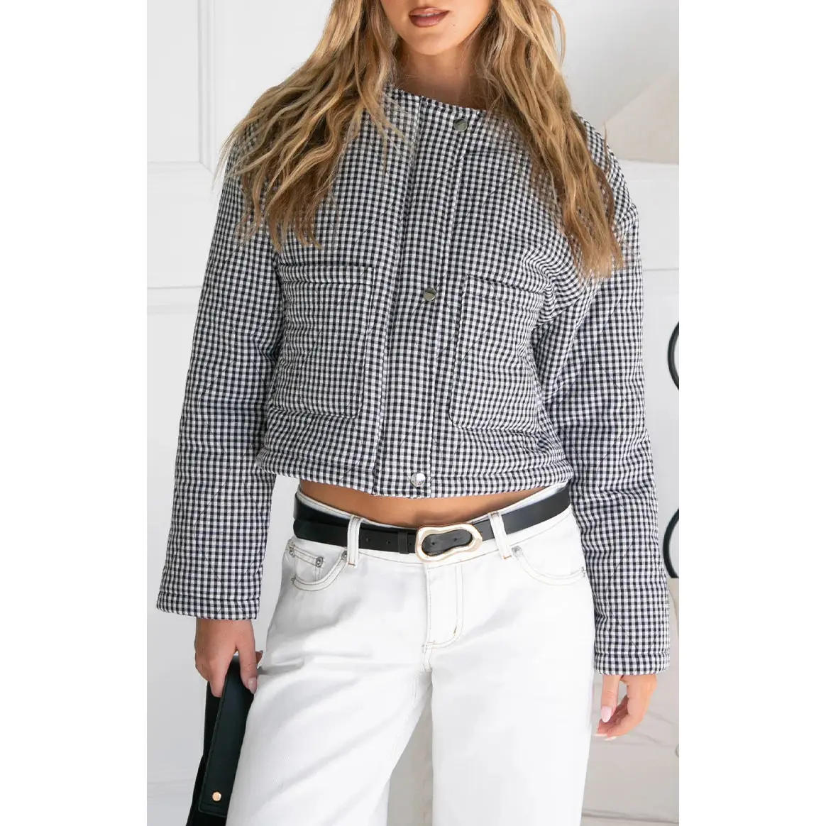 Lennie Black Gingham Quilted Jacket