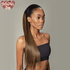 [Clearance Sale] Frodio Ponypop Honey Blonde Highlight Straight Ponytail Hairstyle 100% Human Hair Extension Sleek And Full Ponytail Wig Wrap Around Ponytail - Joy