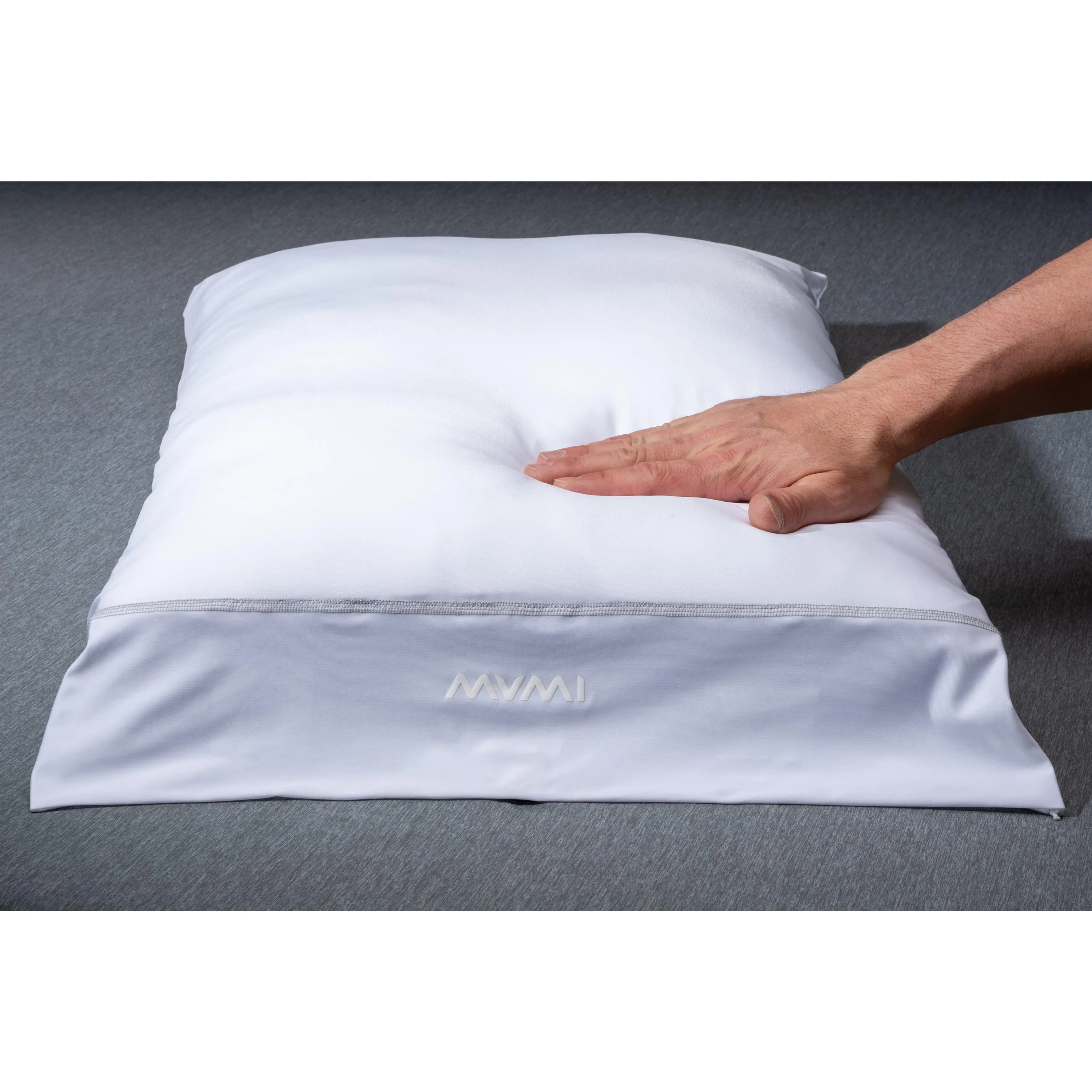 MVMI Pillowcase - ZeroKelvin Cooling Fabric | MagSeal Closure | Fits Standard & King Pillows - White & Heathered Grey