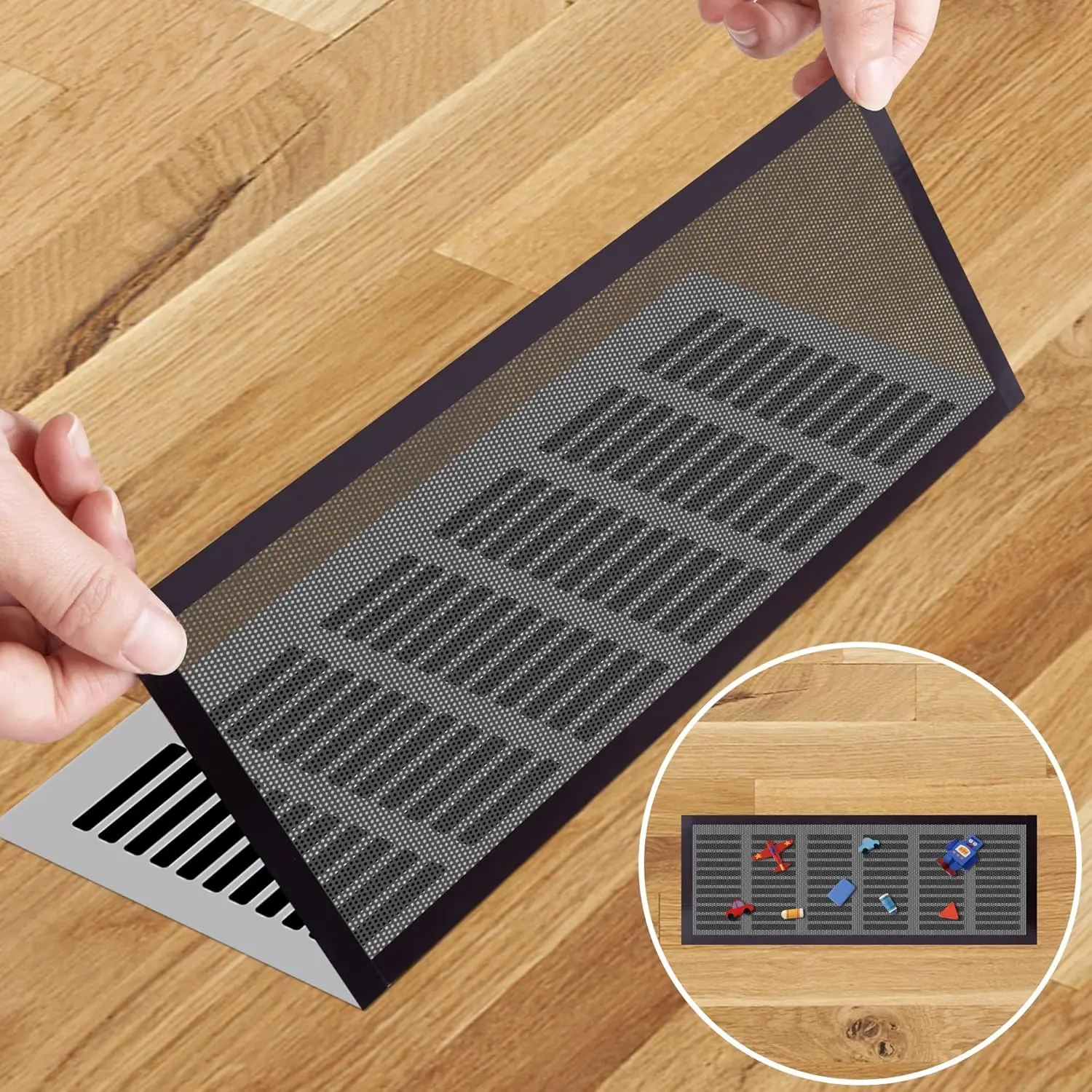 6-Pack Black Strong Magnetic PVC Mesh Vent Covers, 5.5x12 in Durable Wall/Ceiling Registers, Debris Protection, Hair & Insect Blocking