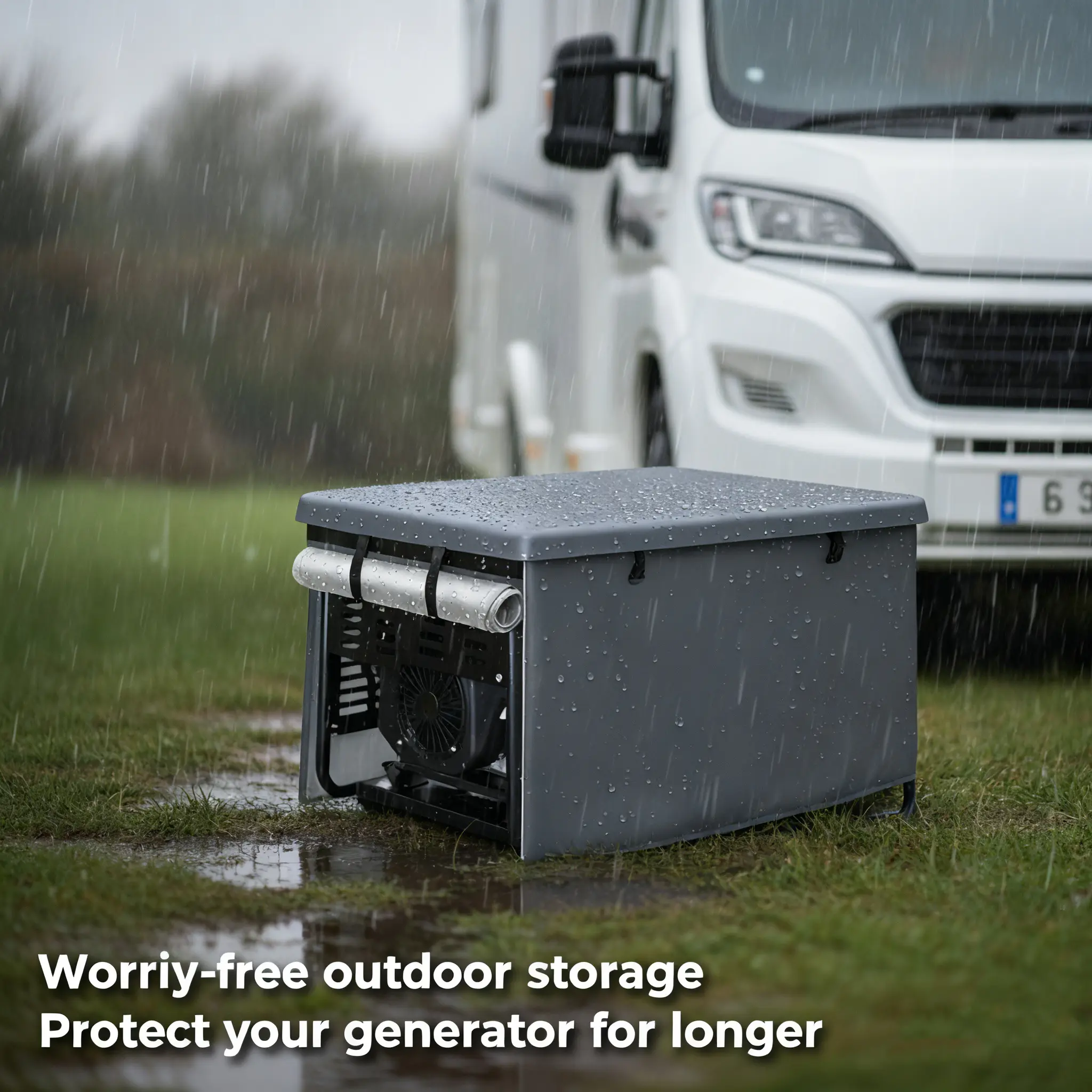 Generator Cover - 38x28x27 in 420D Oxford Durable Cover, Waterproof, Windproof, Abrasion-Resist, Modern All-Weather Guard for Outdoor & Camping Use, Home Supplies Dust Protection