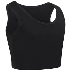 CuteStreet Transgender Tomboy FTM Chest Binder Pull On Closure Breathable and Strong Compression Tank Top Trans Bra Binder Camisole Bandeau Black Elegant