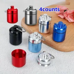 Compact Keychain Medicine Box Set of 4, Earbud Storage Function, Multi Purpose, Ideal for Travel and Outdoor Activities, Small and Portable Design