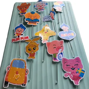 Cupcakes Toppers 12 piecrs Plim Plim Cute Designs for Birthday Ornaments Whimsical Cake Decor Perfect for Party Fun 2.50" × 2.00" Charming Design