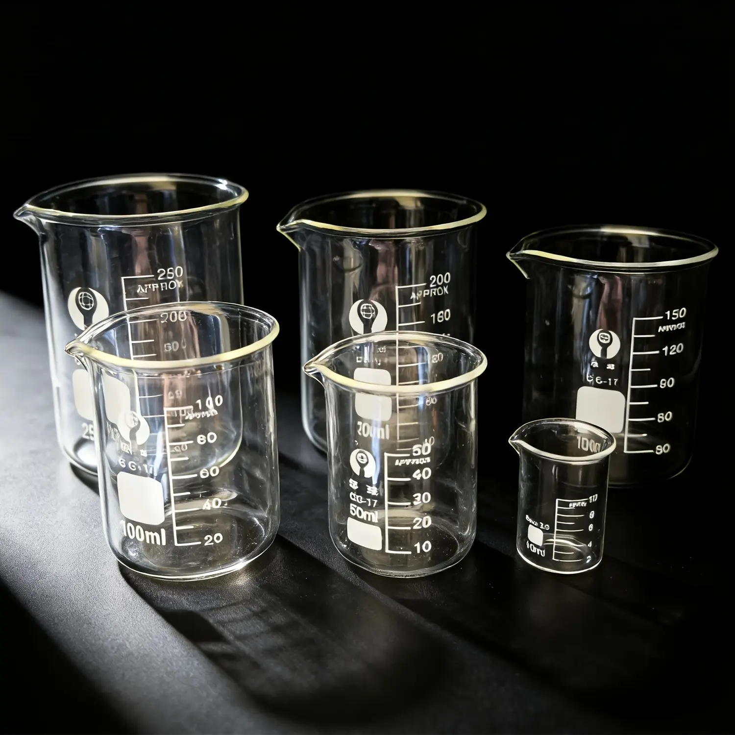 Silicon Borosilicate Glass Beaker, Lab Measuring Cup, Measure Cups, Multiple Sizes, Clear Scale, Reusable, Easy Clean, High Transparency, 6 Sizes, 10ML-250ML, Glass Measuring Cups For Liquids
