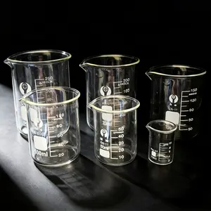 Silicon Borosilicate Glass Beaker, Lab Measuring Cup, Multiple Sizes, Clear Scale, Reusable, Easy Clean, High Transparency, 6 Sizes, 10ML-250ML, Glass Measuring Cups For Liquids