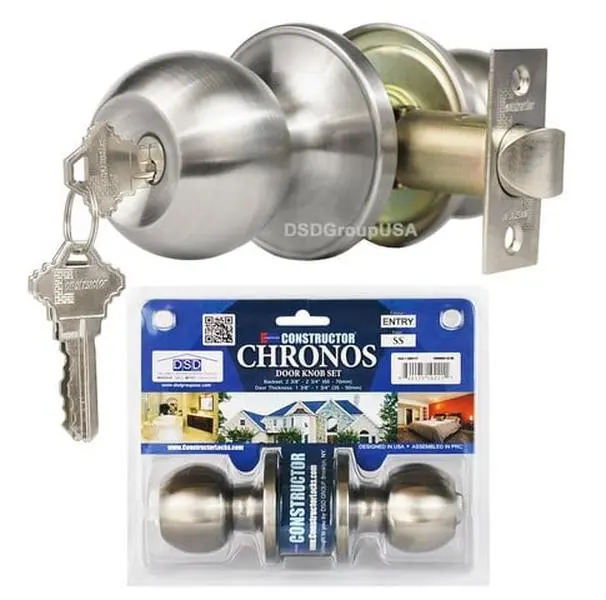 Constructor 3 x 7.5 x 4.5 in. Chronos Entry Door Lever Lock Set Knob Handle Set, Stainless Steel