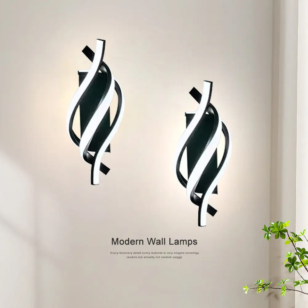 2-Piece LED Wall Light Three-Color Dimmable, Wired Installation for Living Room Bedroom Corridor Study Staircase Bathroom Decorative Lights Dimmable Wall Sconce