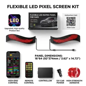 LED Car Devil Eyes Soft Screen RGB Flexible Panel Headlight Display Auto Exterior Accessories App Control Custom Animation Car Light Strip Waterproof Driving Light for Car SUV Truck Easy Install