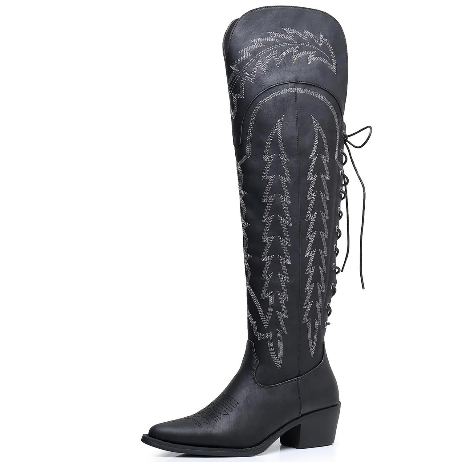 GLOBALWIN Women's Cowboy Western Fashion Over The Knee Thigh High Cowgirl Boots Low Heel