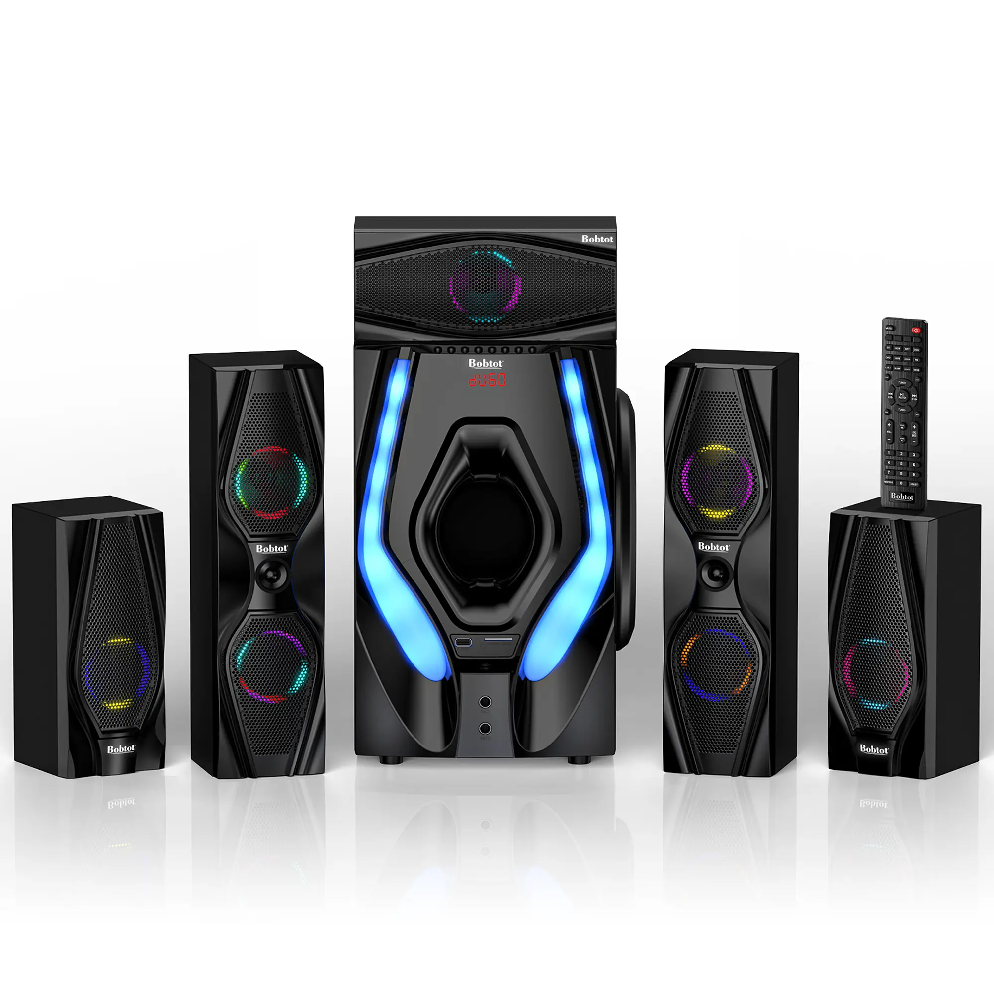 Bobtot 5.1 Home Cinema Surround Sound Speaker System - 1200W Home Amplifier, 10in Deep Bass Subwoofer (Bass Speakers), HDMI ARC, Optical Input, Bluetooth, USB Port, Stereo Audio Equipment, Subwoofers, 10" Deep Bass