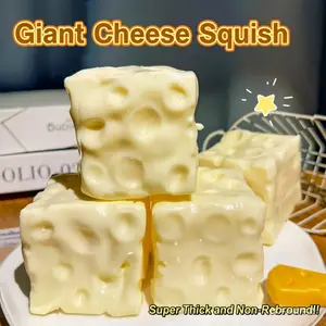 2026 New Model: Moldable Soft Cheese Block, Giant Yellow Fingertip Toy, Non-Rebound ASMR Pressure Ball, Squeezing Function, Play and Relax