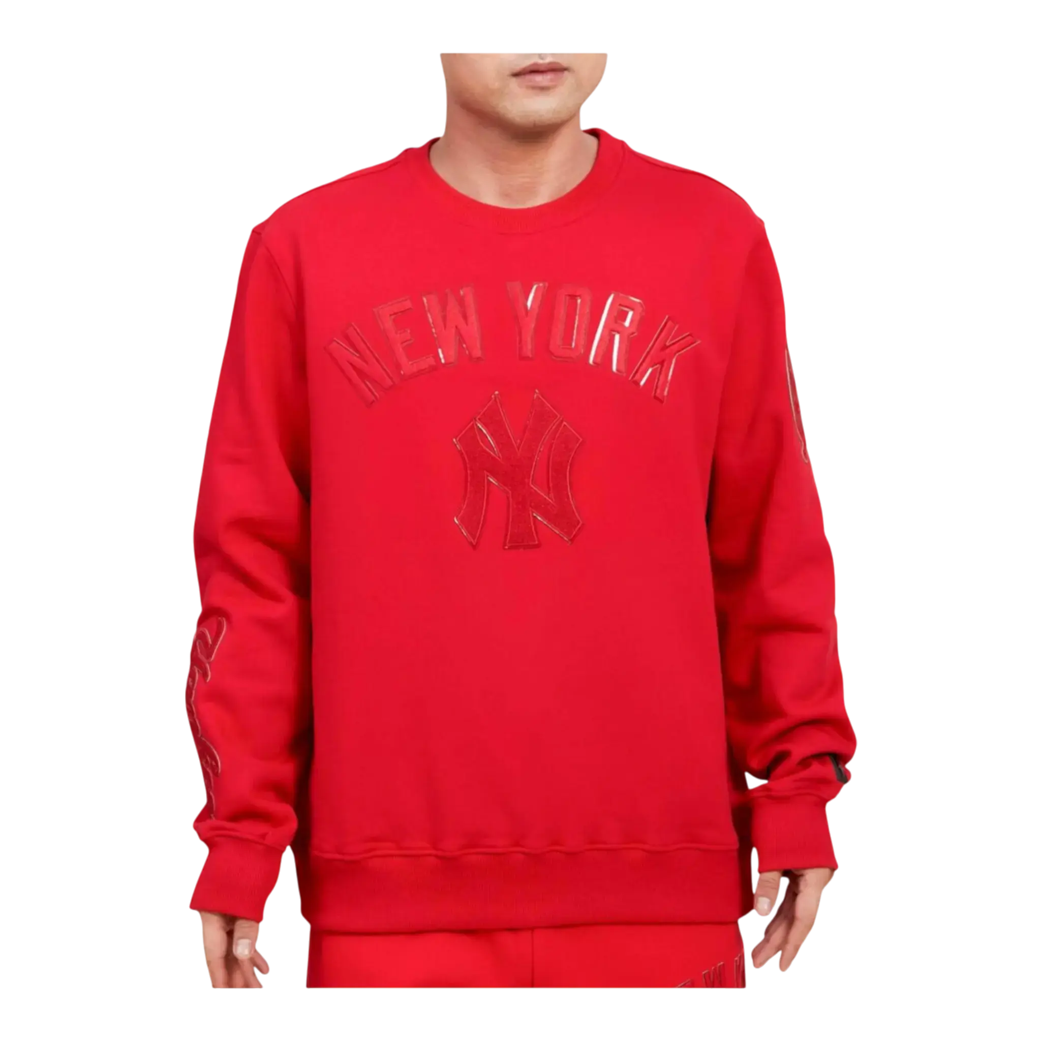 Pro Standard MLB New York Yankees Triple Red Crewneck Sweatshirt in Red | Men's