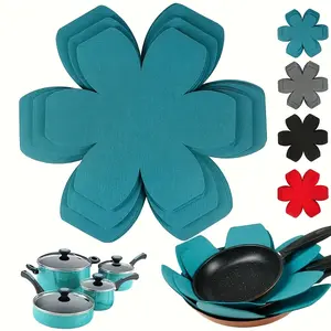 12-Piece Hexagonal Non-Stick Pan Mats, Special Protection Pads for Frying Pans, High-Temperature Scratch Resistant, Space-Saving Design
