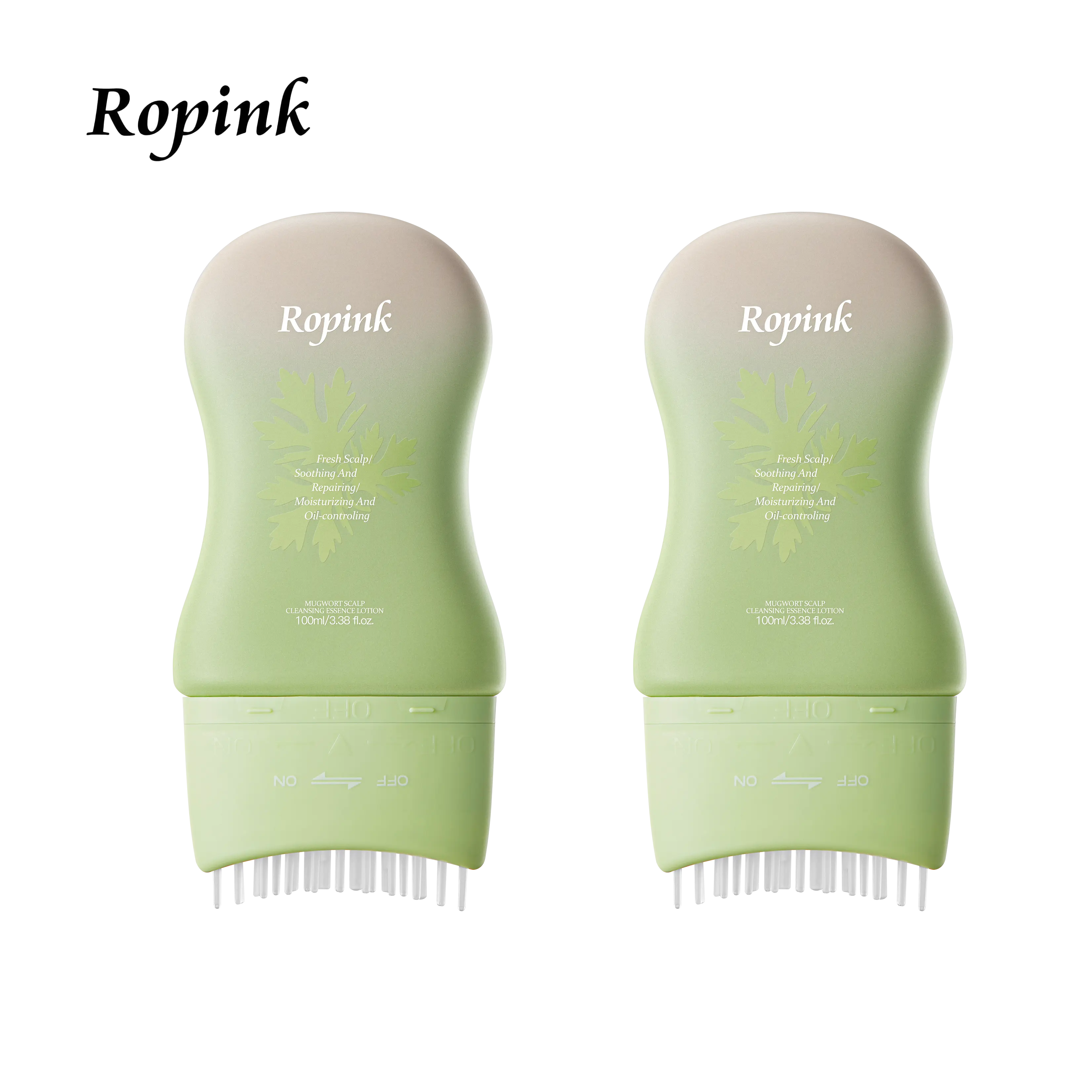 ROPINK Mugwort Scalp Detox 10% Bifida Ferment & OCT Anti-Dandruff Pre-Wash Restoring Scalp Ecosystem Soothing Cleanser with Silicone Massage Tip Two Pieces