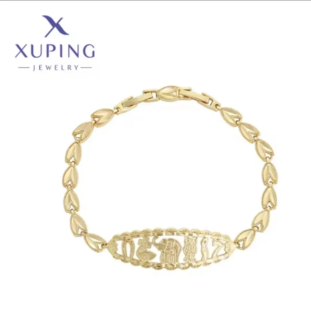 Xuping Jewelry Gold-Color Seven Powers Luck Bracelet Modern Alloy Material Lightweight Comfortable for Casual Elegant Outfits Ideal Gift
