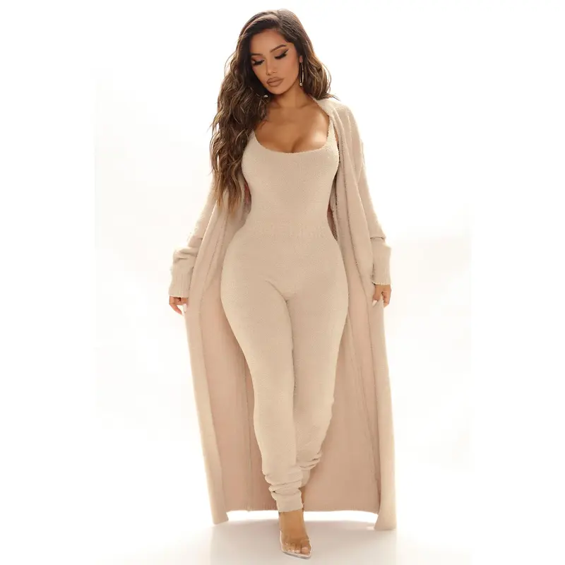 Living In It Jumpsuit Set - Taupe