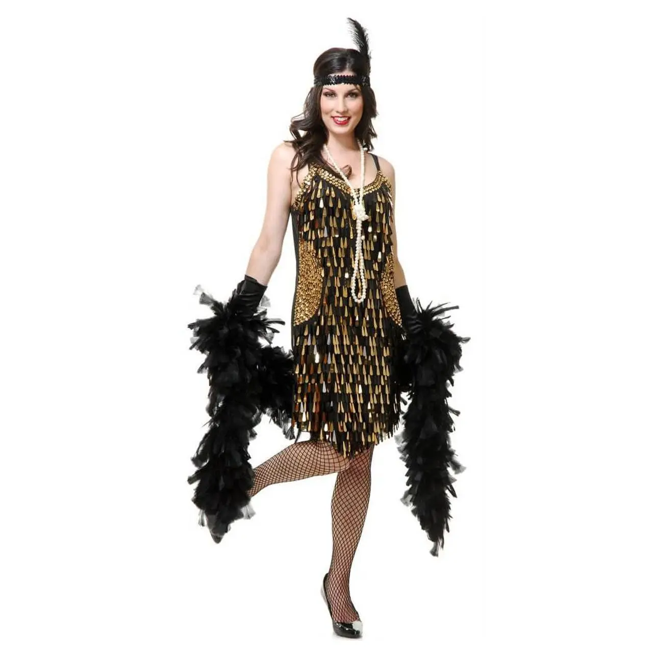 Tear Drop Mirror Sequin Trimmed Dress