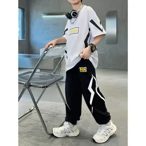 Boys' Short Sleeve Long Pants - Casual Comfortable Two-Piece Set -/Lightning Print, Perfect Outdoor