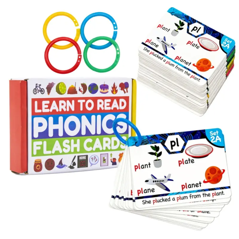Reusable Phonics Flash Cards - Screen-Free Kids Early Learning Toys for Tots, Letter Sounds, Digraphs, CVC Blends, Long Vowel Sounds, Color-Coded Levels to Build Reading Skills & Learning Fun