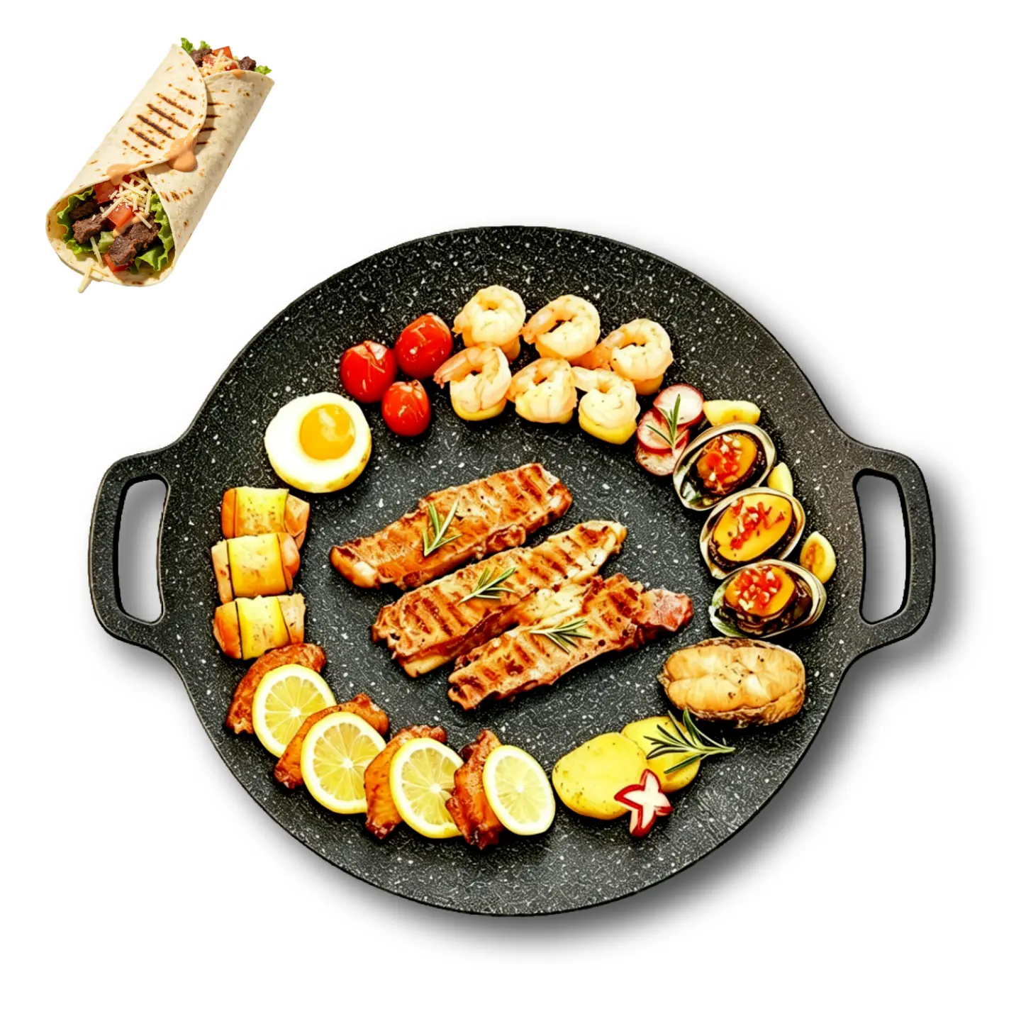 Portable Korean BBQ Grill Pan | Low-Smoke Nonstick Griddle | Requires External Heat Source | Works with Gas, Induction & Camping Stoves | Easy to Clean