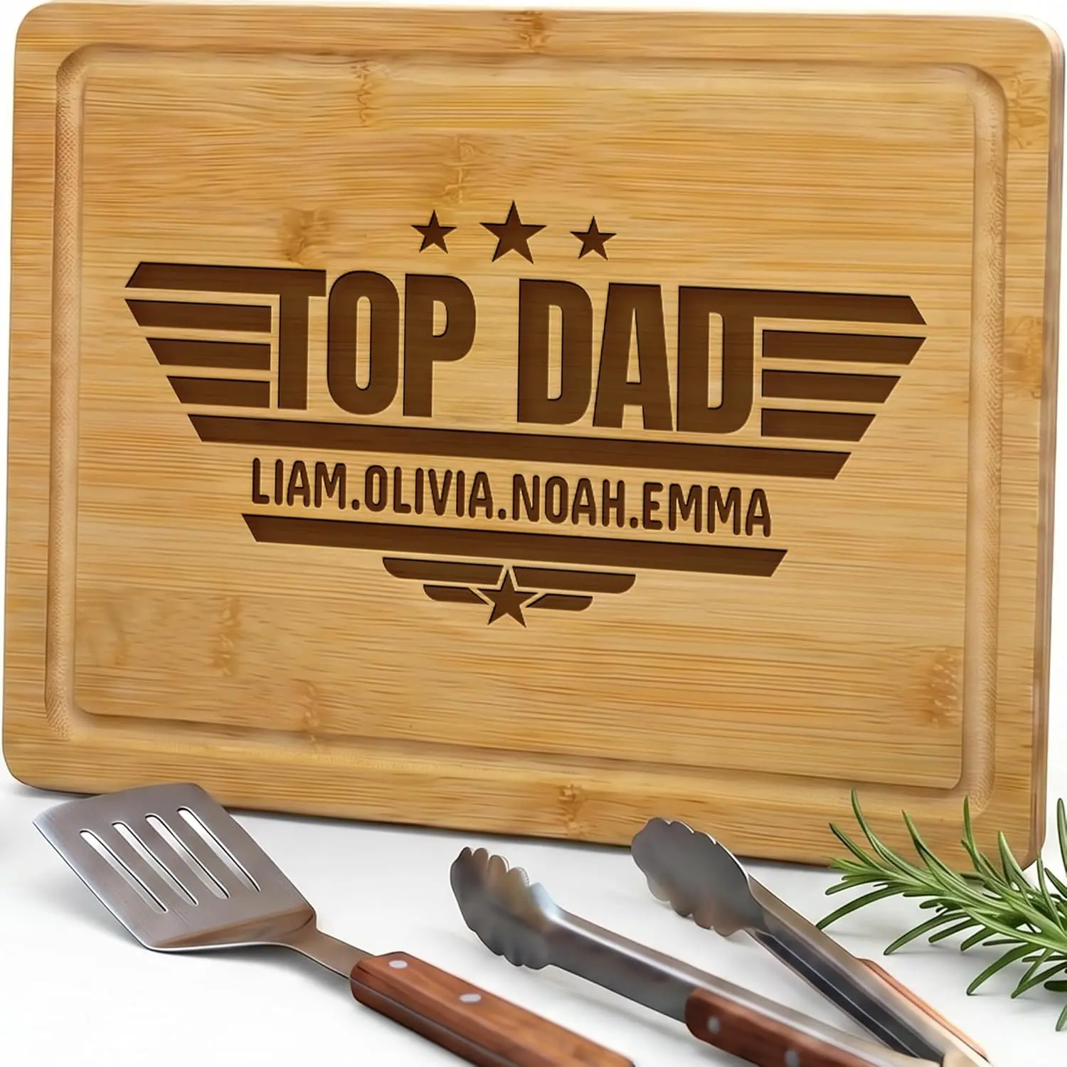 Personalized Wooden Cutting Boards for Dad - Custom Cutting Board for Men with Engraved Names - Gifts for Father's Day for Grandpa, and Papa - Custom Bamboo Engraved Chopping Board for Kitchen