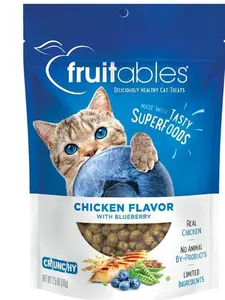 Fruitables Cat Treats – Crunchy Treats For Cats – Healthy Low Calorie Treats Packed with Protein – Free of Wheat, Corn and Soy – Made with Real Chicken with Blueberry – 2.5 Ounces