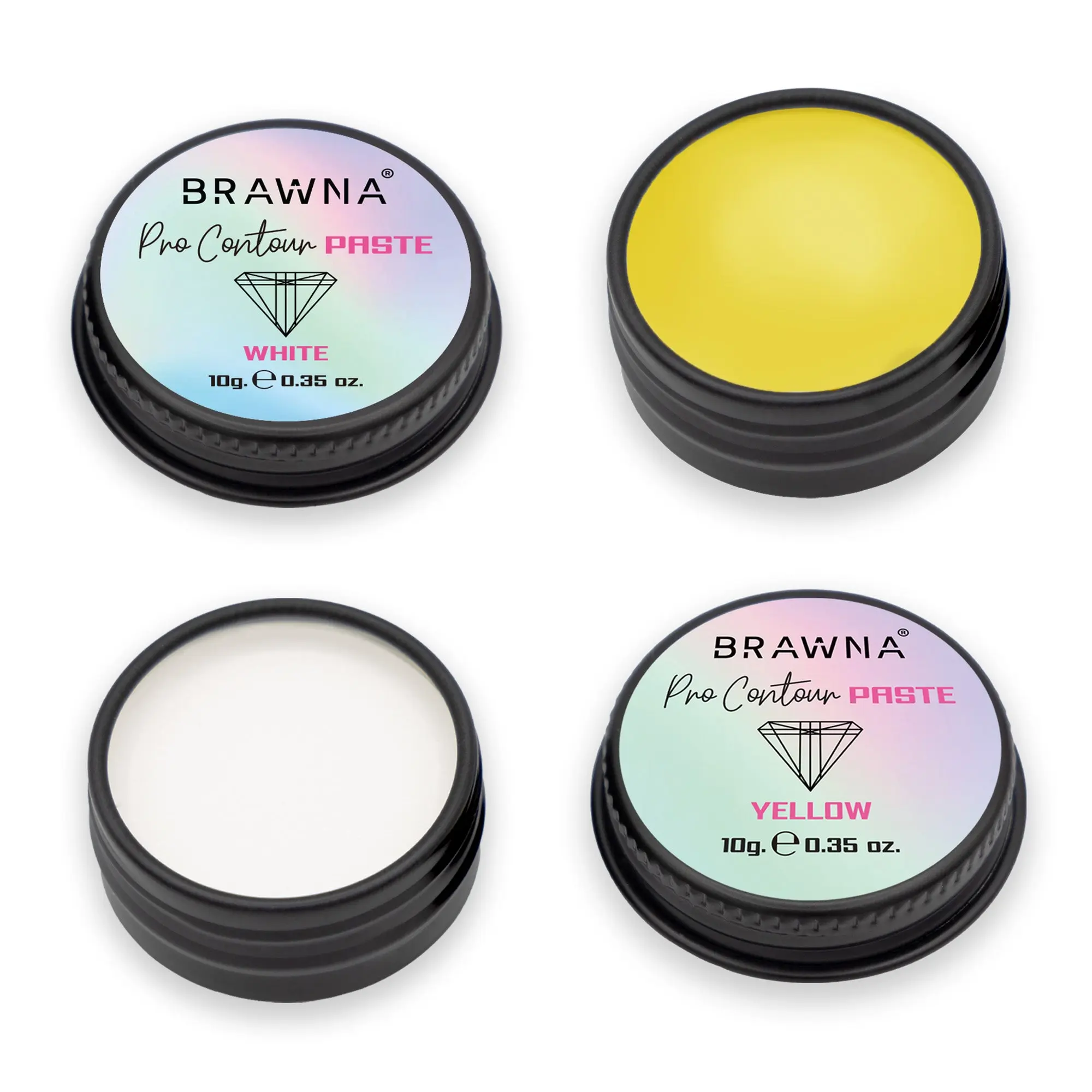 BRAWNA 2 Pack Mapping Paste for Brow and Lip Measuring - Yellow and White - PMU, Microblading, Eyebrow Tint & Lamination Supplies - Gift for Women