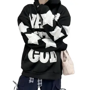 Women's Embroidered Hoodie, Street Hip-Hop Gothic Top, In-Stock Womenswear Sweatshirt, Sweatshirts