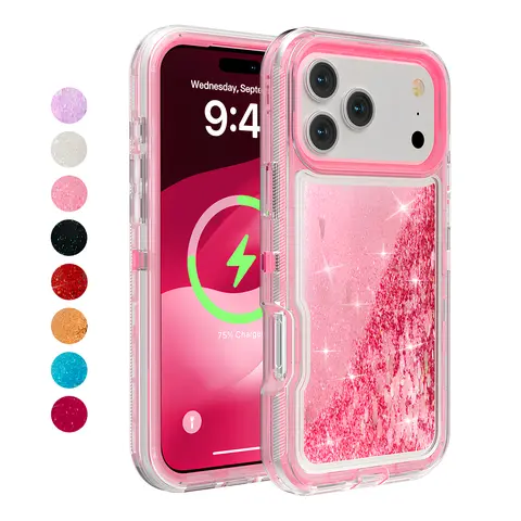 For iPhone 18 Pro Max 17 16 15 14 13 Pro Max Liquid Glitter Shockproof Phone Case,Colorful Quicksand TPU Bling Diamond Flowing Liquid Floating Sparkly Hybrid Heavy Duty Case