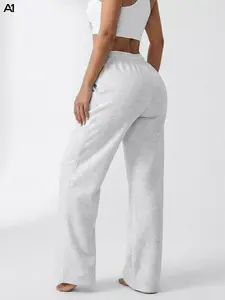 A1 Women's High Waisted Wide Leg Sweatpants Comfy Drawstring Lounge Pants Baggy Y2K Joggers Casual Loose Fit Workout Clothes Athletic Track Pants for Everyday Streetwear