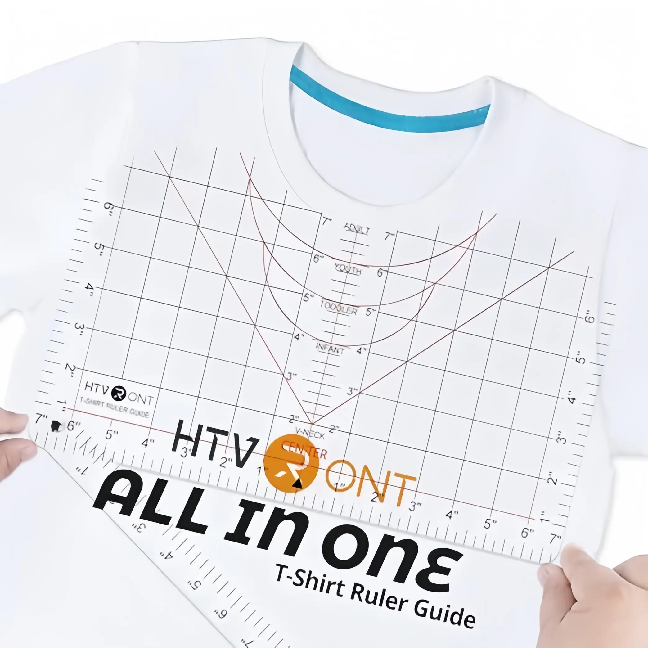 HTVRONT Tshirt Ruler Guide for Vinyl Alignment - Tshirt Measurement Tool for Heat Press in HTV Vinyl , T Shirt Ruler to Center Design and Craft Sewing