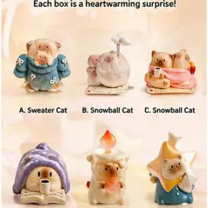 Authentic Cat Pai Blind Box, Warm Desktop Car Ornament, Creative Siamese Cat Figure, Gift for Boys Girls, Birthday Present for Gamers