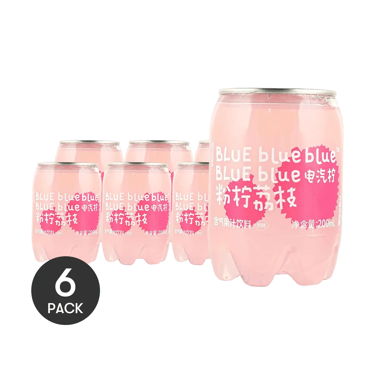 Lemon Republic Pink Lychee Sparkling Juice Drink 200ml 6-Pack - Low Calorie, Low Sugar, Refreshing Fruit Beverage