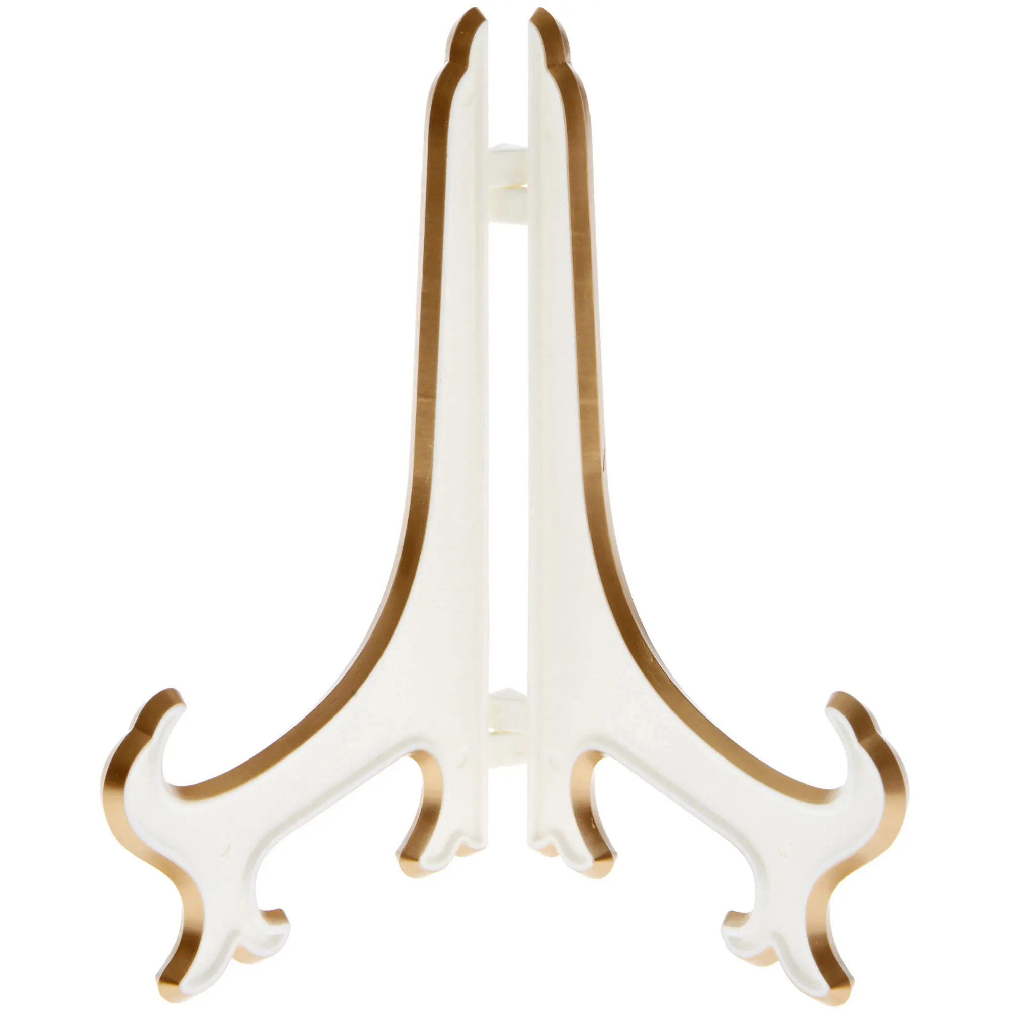 Bard's Hinged White and Gold Plastic Plate Stand