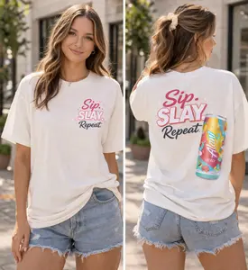 Comfort Colors Sip Slay Repeat TShirt, Alani Energy Shirt, Energy Drink Lover Shirt, Funny Girl Summer Shirt, Gym Girl Motivational Graphic Tee Gift