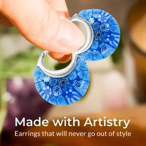 Murano Style Millefiori Glass Hoop Earrings for Women Trendy - Fun Earrings Floral Colorful Flower Statement Hoops, Stainless Steel Everyday Jewelry Teacher Birthday Gifts 11.6g Ear Hook Design